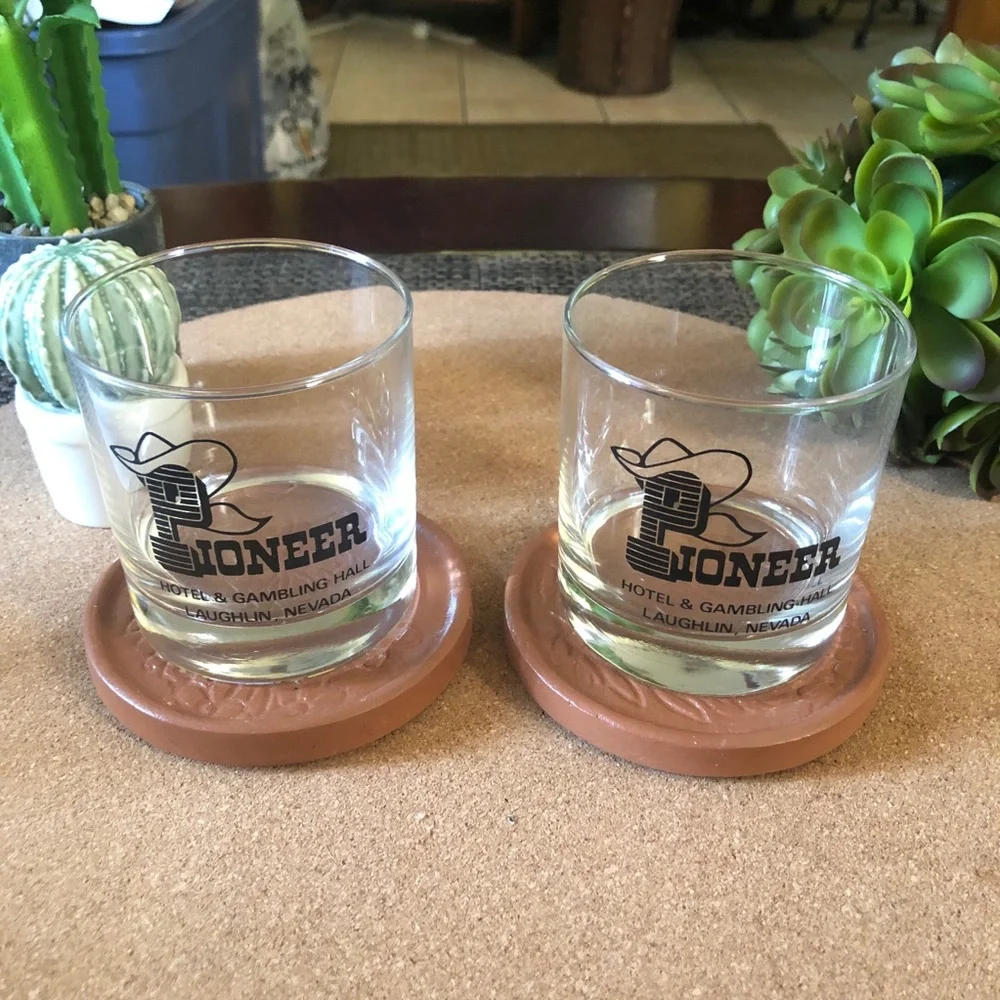 Vintage Laughlin Nevada Pioneer Whiskey Glass Set
